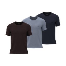 BOSS 3-pak bomulds-T-shirts i brun, lyseblå og navy til herre – regular fit