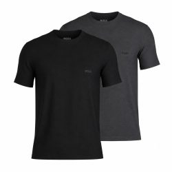 BOSS 2-pak rib-T-shirts med rund hals i sort og grå til herre