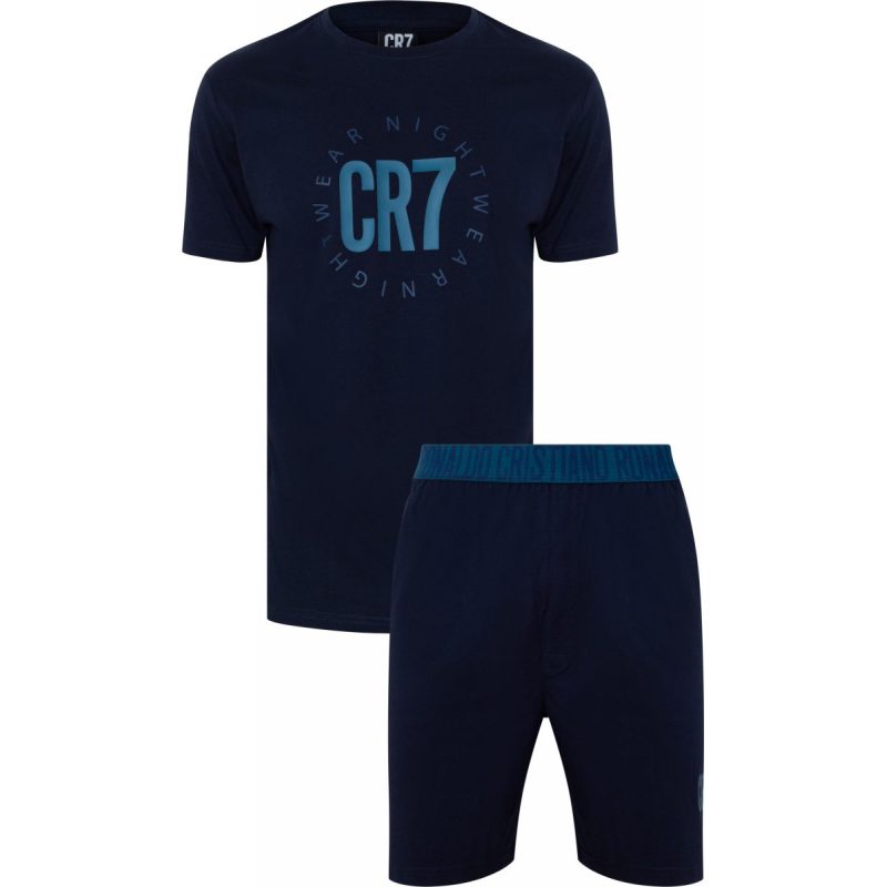 CR7 pyjamassæt i bomuld i navy til herre billede 1