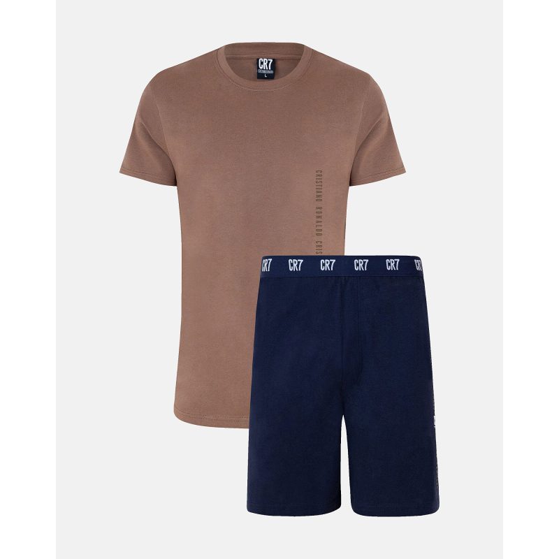 CR7 pyjamassæt i bomuld i brun og sort til herre billede 1