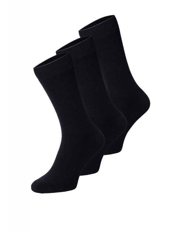 Jack & Jones 3-pak sorte ribstrømper til herre – onesize billede 6