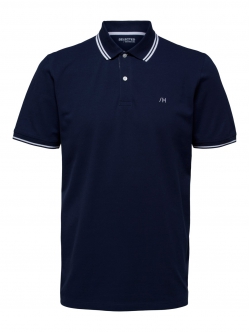 Selected navy polo i økologisk bomuld til herre – outlet