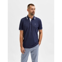 Selected navy polo i økologisk bomuld til herre – outlet