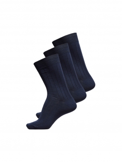 Selected 3-pak navy ribstrømper til herre – onesize – outlet