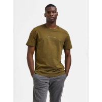 Selected Boris dark olive printet T-shirt til herre – outlet