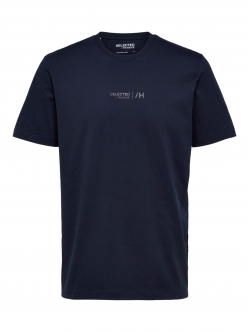 Selected Boris navy printet T-shirt til herre – outlet