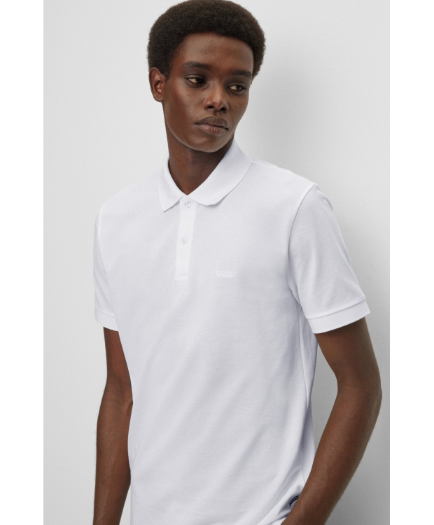 BOSS Poloshirt til Herre i Hvid – Regular Fit i Økologisk Bomuld billede 2