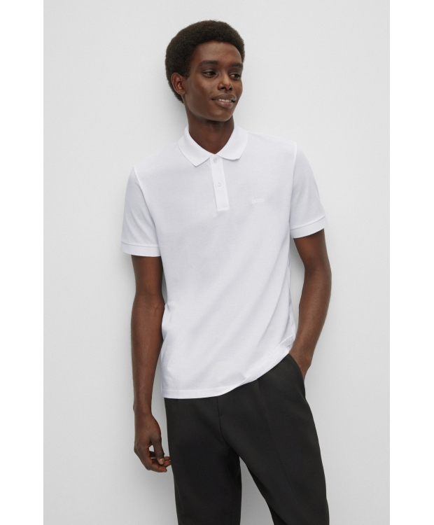 BOSS Poloshirt til Herre i Hvid – Regular Fit i Økologisk Bomuld billede 3