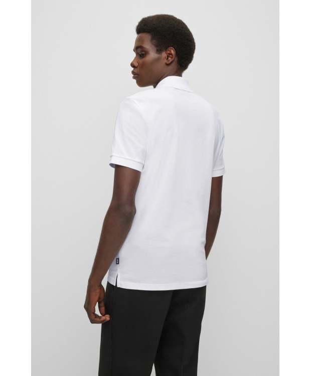BOSS Poloshirt til Herre i Hvid – Regular Fit i Økologisk Bomuld billede 4