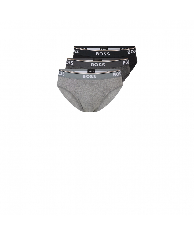 BOSS 3-pak briefs i grå og sort til herre billede 2