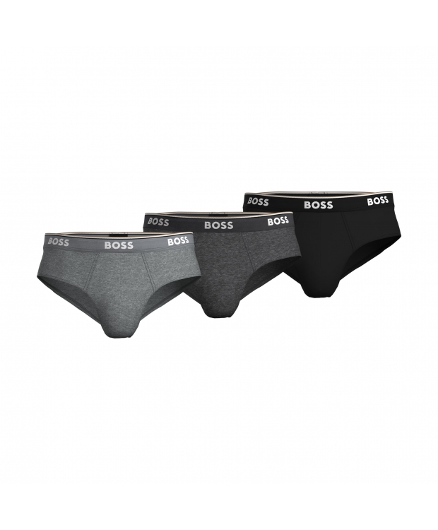 BOSS 3-pak briefs i grå og sort til herre billede 1