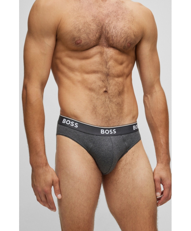 BOSS 3-pak briefs i grå og sort til herre billede 3