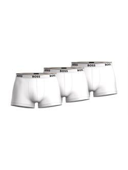 BOSS 3-pak Boksershorts til Herre i Hvid – Bomuld med Stretch og Signaturstribe