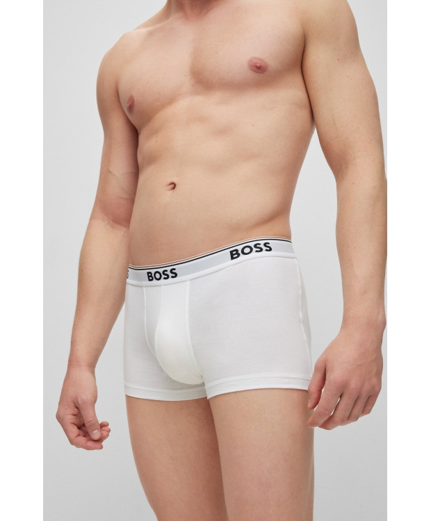 BOSS 3-pak Boksershorts til Herre i Hvid – Bomuld med Stretch og Signaturstribe billede 2