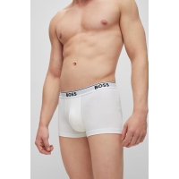 BOSS 3-pak Boksershorts til Herre i Hvid – Bomuld med Stretch og Signaturstribe