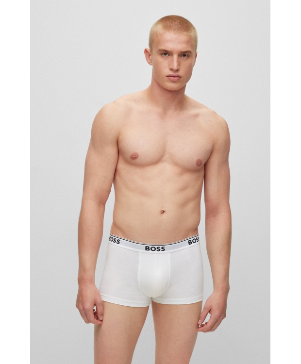 BOSS 3-pak Boksershorts til Herre i Hvid – Bomuld med Stretch og Signaturstribe billede 3