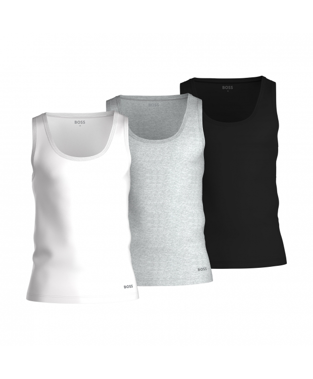 BOSS 3-pak tanktops i sort, hvid og grå til herre billede 1