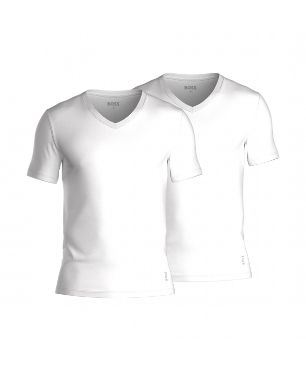 BOSS 2-pak hvide V-hals T-shirts til herre billede 2