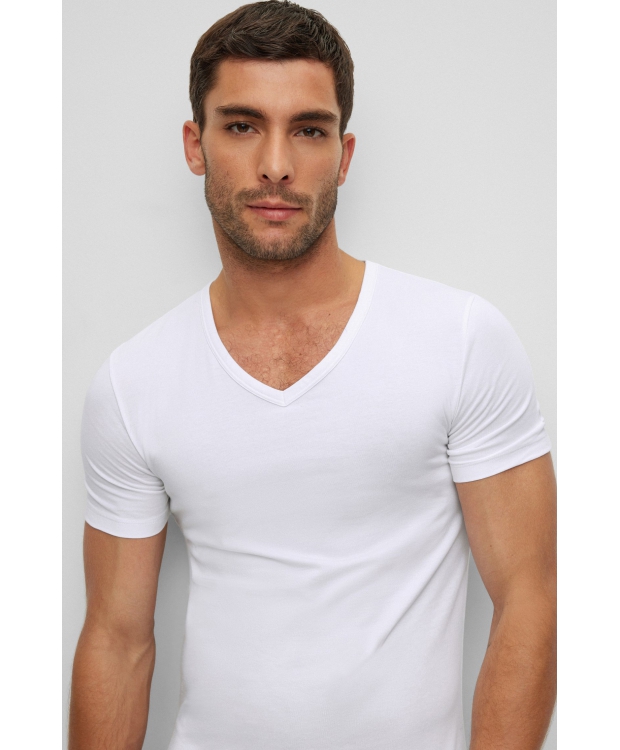 BOSS 2-pak hvide V-hals T-shirts til herre billede 3