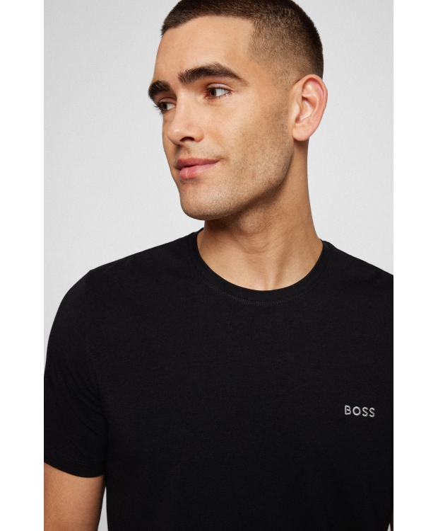 BOSS sort T-shirt med kontrastlogo til herre billede 3