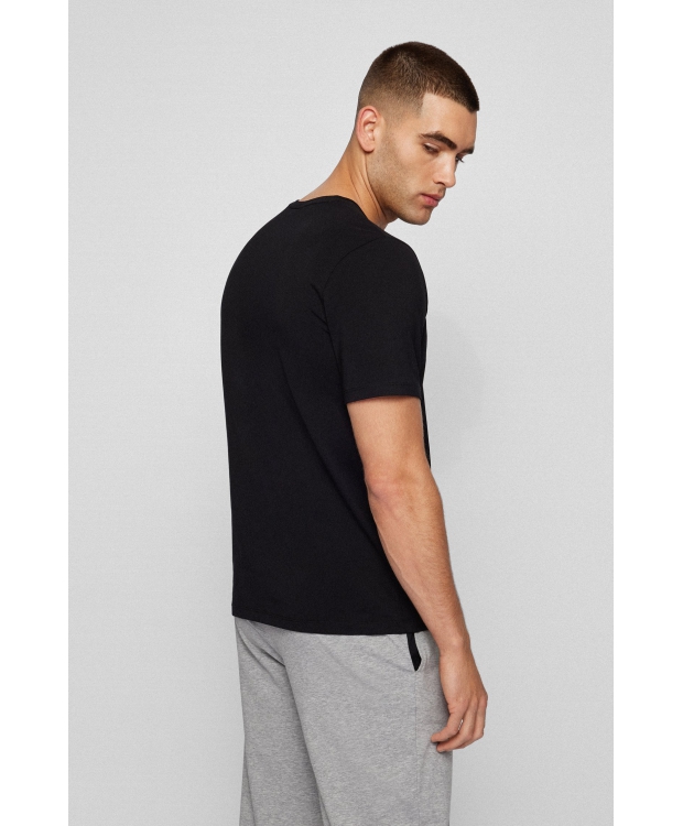 BOSS sort T-shirt med kontrastlogo til herre billede 5