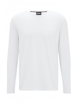 BOSS hvid langærmet T-shirt til herre – outlet