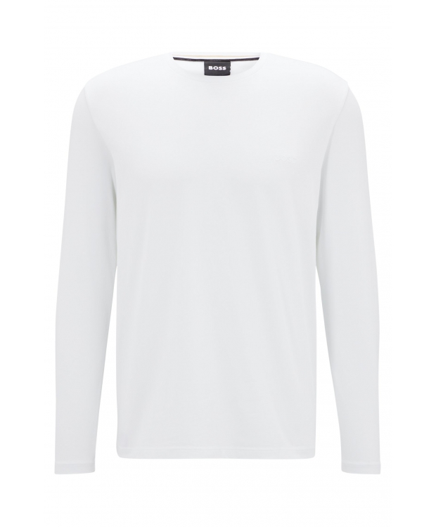 BOSS hvid langærmet T-shirt til herre – outlet billede 1