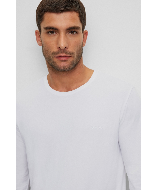 BOSS hvid langærmet T-shirt til herre – outlet billede 3