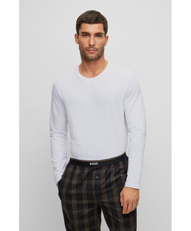 BOSS hvid langærmet T-shirt til herre – outlet billede 4