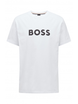 BOSS hvid logo-T-shirt til herre – outlet