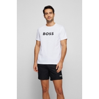 BOSS hvid logo-T-shirt til herre – outlet
