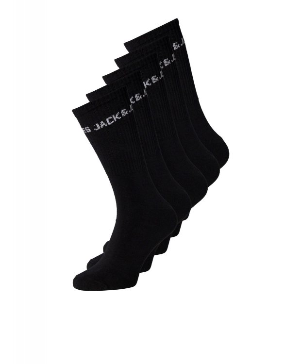 Jack & Jones 5-pak sorte tennisstrømper til herre – onesize billede 1