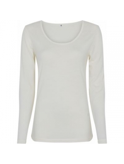 JBS of Denmark langærmet uld-T-shirt i ivory til kvinder – Outlet