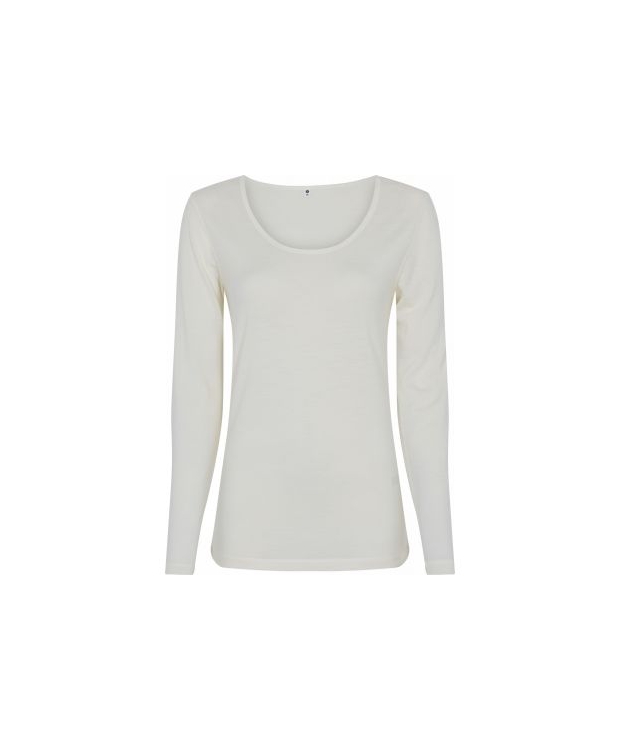 JBS of Denmark langærmet uld-T-shirt i ivory til kvinder – Outlet billede 1