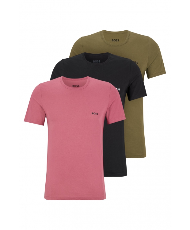 BOSS 3-pak T-shirts i økologisk bomuld – multifarvet – herre – OUTLET billede 1