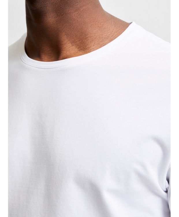 Selected T-shirt i økologisk bomuldsblanding – hvid – herre – Outlet billede 5