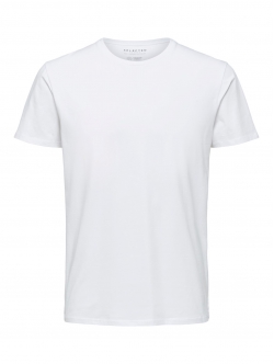 Selected T-shirt i økologisk bomuldsblanding – hvid – herre – Outlet