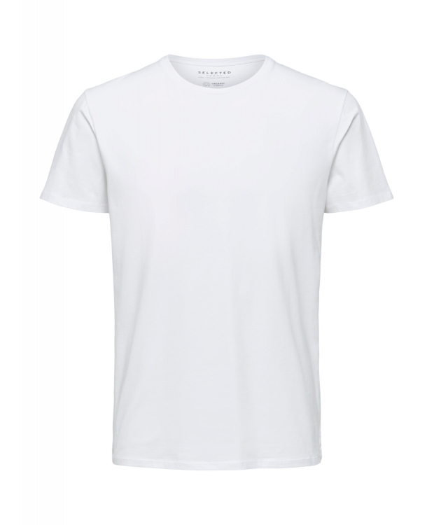 Selected T-shirt i økologisk bomuldsblanding – hvid – herre – Outlet billede 1