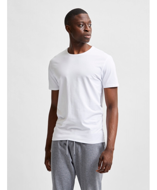 Selected T-shirt i økologisk bomuldsblanding – hvid – herre – Outlet billede 6