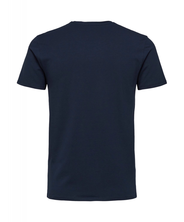 Selected T-shirt i økologisk bomuldsblanding – navy – herre billede 2