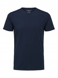 Selected T-shirt i økologisk bomuldsblanding – navy – herre