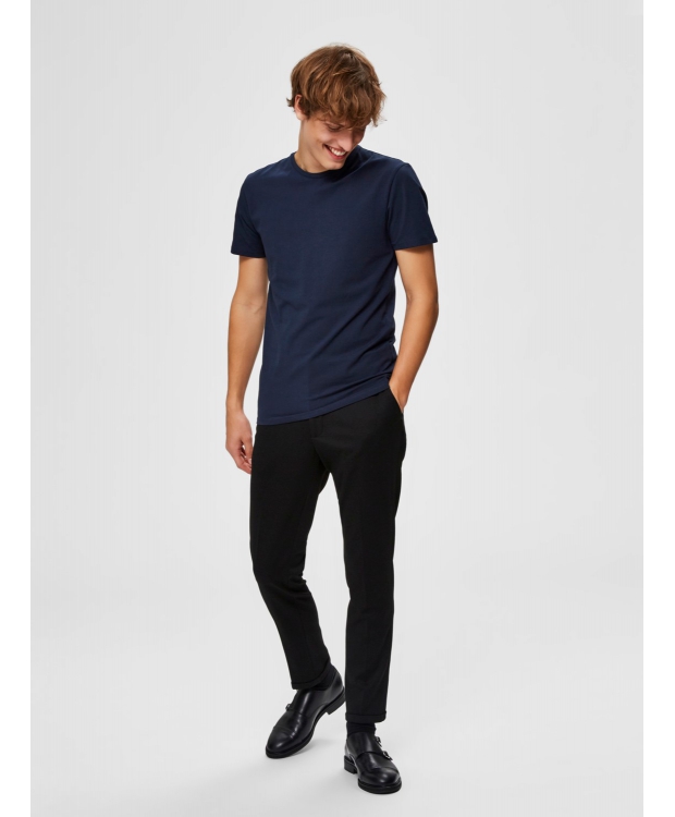 Selected T-shirt i økologisk bomuldsblanding – navy – herre billede 7