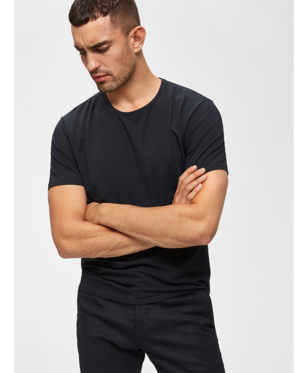 Selected T-shirt i økologisk bomuldsblanding – sort – herre billede 4