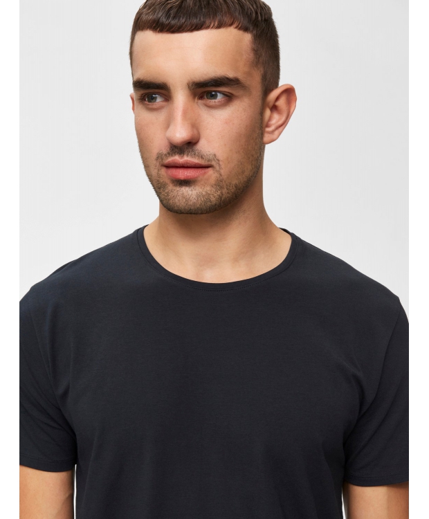 Selected T-shirt i økologisk bomuldsblanding – sort – herre billede 5