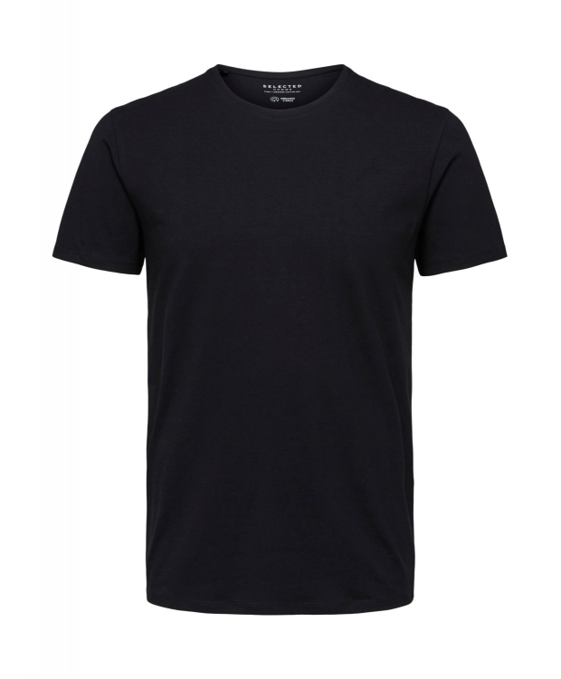 Selected T-shirt i økologisk bomuldsblanding – sort – herre billede 1