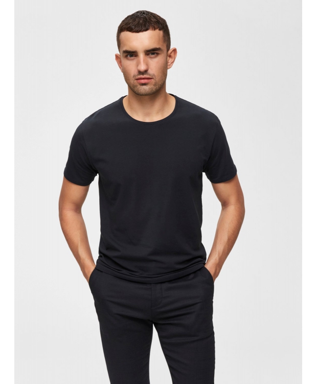 Selected T-shirt i økologisk bomuldsblanding – sort – herre billede 6