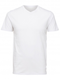Selected T-shirt med V-hals i økologisk bomuldsblanding – hvid – herre