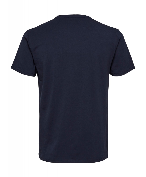 Selected T-shirt med V-hals i økologisk bomuldsblanding – navy – herre – OUTLET billede 2