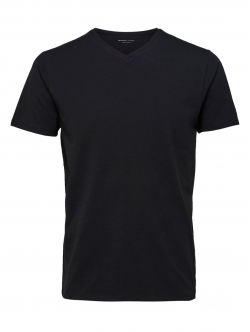 Selected t-shirt med v-hals i sort til herre