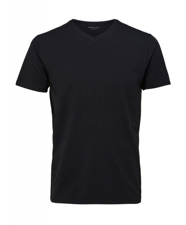 Selected t-shirt med v-hals i sort til herre billede 1